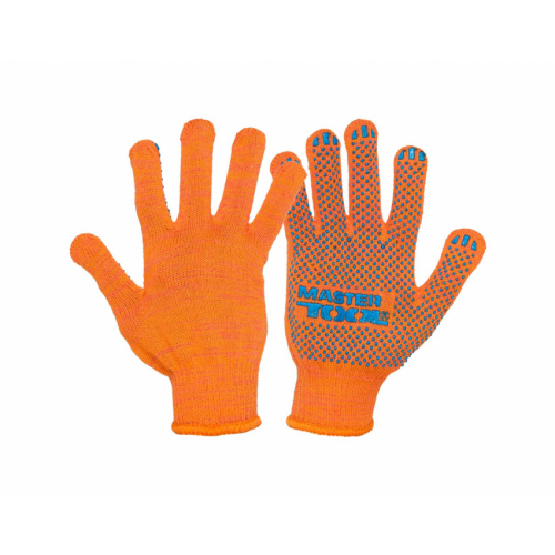 MasterTool Рукавички бавовняні з ПВХ-точками 10 кл, 2 нитки помаранчеві, Арт.: 83-0300