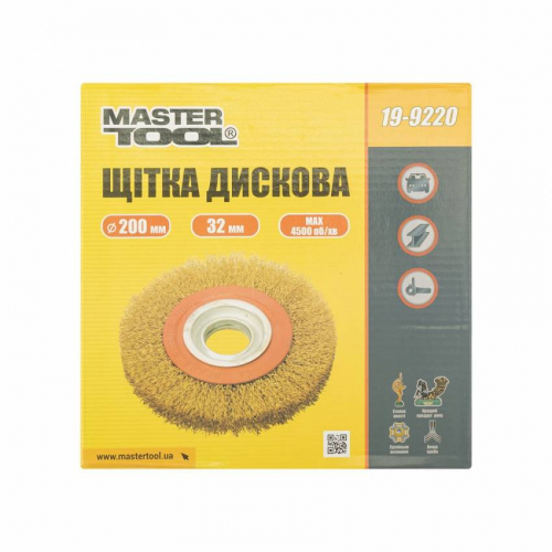 MasterTool Щітка дискова з латунованого рифленого дроту D200*32 мм, Арт.: 19-9220