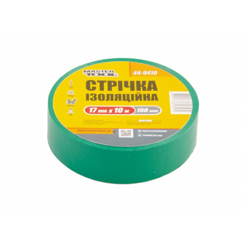 MasterTool Стрічка ізоляційна 0,15мм, 17мм*10м, 10шт, зелена, Арт.: 44-9410