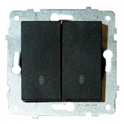 Механізм вимикача прохідний 2-клавішний GRANO чорний