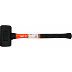 Молоток безінерційний YATO: з гумовим обухом 140х75х75 мм, m=2.4 кг, скловолоконна ручка l=495 мм