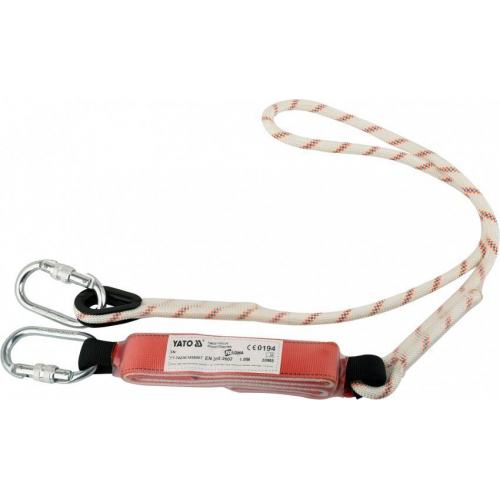 Мотузка з амортизатором та 2 карабінами YATO: L=1.8 м, Ø=12 мм