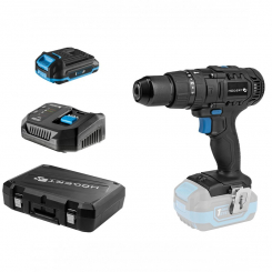 Набір Акумуляторний ударний дриль-шурупокрут 50 Нм 18В + акумулятор 2Аг + зарядний пристрій 4А + кейс HOEGERT 0-1750 (HT2E245-B12PD)
