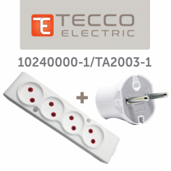 Набір ТЕССО Колодка 4 поста + вилка штепсельна / без заземлення Білий