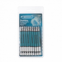 Набір біт Pz2 x 90, сталь S2, 10 шт., GROSS