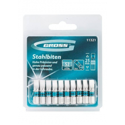 Набір біт SL6, 0х25, сталь S2, 10шт.// GROSS