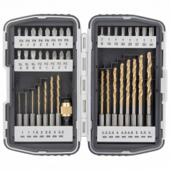 Набір біт та свердлів, магнітний адаптер, CrV, у пластиковому боксі, 40 шт, MTX