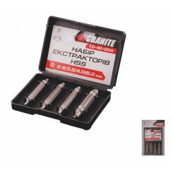 Набір для викручування зірваних гвинтів GRANITE 4 шт (екстрактори) 10-40-004