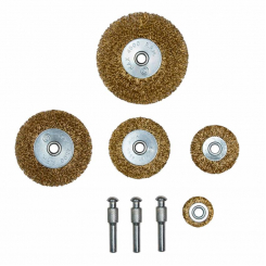 Набір дротяних щіток 5шт Ø25; 38; 50; 65; 75мм хвостовик Ø6мм (латунированная) Sigma (9010021)