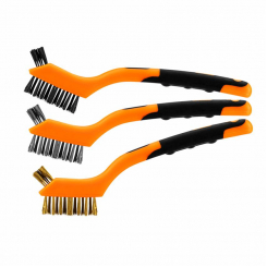 Набір дротяних щіток з 3 шт., 3х7 рядів (Щітки зі сталевого, нейлонового та латунного дроту. Щітка профільована для підвищення ефективності очищення.)
