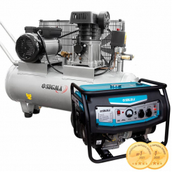 Набір генератор 5.0/5.5кВт 4-х тактний ручний запуск + Компресор двоциліндровий ремінний 2.5кВт 335л/хв 10бар 50л SIGMA (57104612)