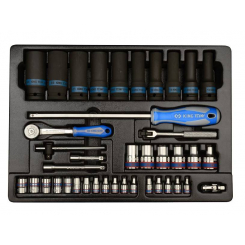 Набір головок глубоких ударних, Е-головки 1/2" - 1/4", трищітка