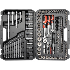 Набір головки торці. до квадр. 1/4'', 3/8" 1/2'' з тріщатками, комбін, ключів, іскр. біт, 120 шт.