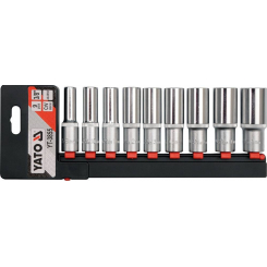 Набір торцевих головок YATO l=63 мм із квадр. 3/8'', М8-19 мм, кпл.-набір-9 шт. [10]