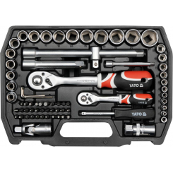 Набір торцевих головок до квадр. 1/4'', 1/2'' з инстум-ми і викутк. насадками, 72 шт., набір