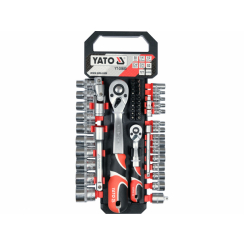 Набір головок торцевих і викрутк. вставок YATO з квадратами 1/4" і 1/2", з 2 тріщатками і обла 51 шт