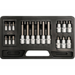 Набір головок торцевих з насадками HEX YATO: квадрат 1/2"-1/4" HEX 3-12 мм 18 Од (кейс)[10]