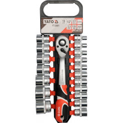 Набір торцевих головок з тріщаткою YATO до квадр. 1/2": 8 мм - 24 мм, L=38 мм [3/6] 19шт.