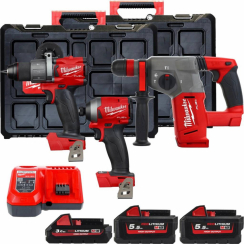 Набір інструментів акумуляторних MILWAUKEE, M18FPP3P2-533P (зарядний пристрій M12-M18 FC, 2 акумулятора M18 НB5,5 5,5Аг, 1 акуму