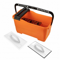 Набір кахельника: цеберко 25 л, гладилка з гумою, гладилка з м’якою губкою