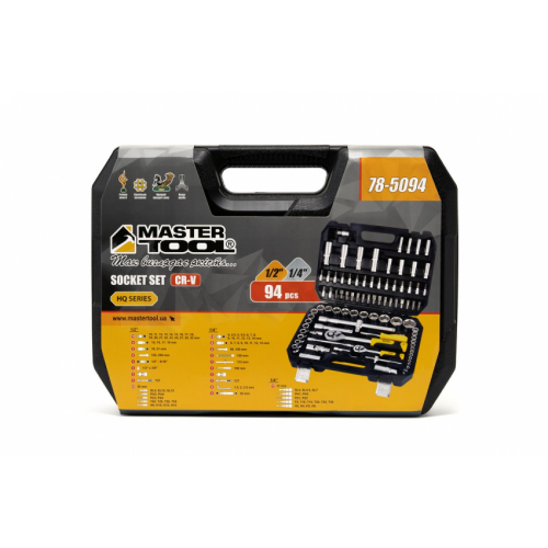 Набір ключів і насадок торцевих MASTERTOOL CrV 1/4" і 1/2" 94 шт 78-5094