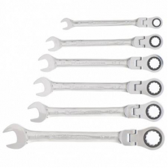 Набір ключів комбінованих, тріскачкових шарнірних 6шт//Matrix