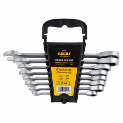 Набір ключів ріжково-накидних тріскачкових 8шт (8, 10, 12, 13, 14, 15, 17, 19мм)
