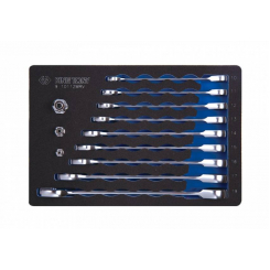 Набір ключів ріжково-накидних з трищіткою 12 одиниць 10-19 мм та перехідники на 1/4", 3/8", 1/2" V