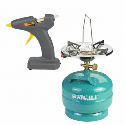 Набір комплект газовий кемпінг з п'єзопідпалом Comfort 5л + Пістолет термоклейовий автономний Ø8мм 8Вт/6В SIGMA (29031112)