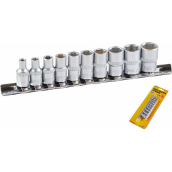 Набір насадок торцевих MASTERTOOL CRV 1/4" 10 шт (4/5/6/7/8/9/10/11/12/13 мм) 78-1410