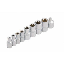 Набір насадок торцевих MASTERTOOL CRV E-TORX 9 шт (1/4"-5/6/7/8 3/8"-10/12/14/16) 78-1409