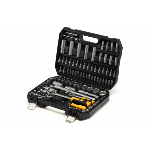 Набір насадок торцевих MASTERTOOL CrV 1/4" і 1/2" тріскачка 72Т 108 шт кейс 78-5108