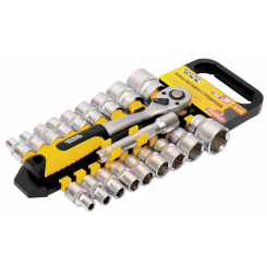 Набір насадок торцевих MASTERTOOL PROFI CrV 1/2" 8-32 мм подовжувач 125 мм тріскачка 72Т 20 шт 78-1220