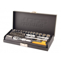 Набір насадок торцевих MASTERTOOL PROFI CrV 1/4" 4-13 мм тріскачка що подовжується 72Т 45 шт металевий кейс 78-2045