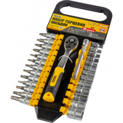 Набір насадок торцевих MASTERTOOL PROFI CrV 1/4" 4-14 мм подовжувач 100 мм тріскачка 72Т 28 шт 78-1428