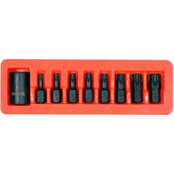 Набір насадок викруткових ударних "TORX" YATO з 6-гран. шпинделем- 1/2". T 30- 70, 9 шт.