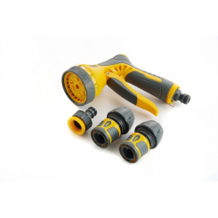 Набір пістолет-розпилювач 9 режимів з регулюванням потоку, конектори 3/4'', адаптер 1/2''- 3/4 СИЛА