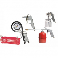 Набір пневмоінструменту, 5 предметів, швидкознімне з'єднання, фарборозпилювач з нижнім бачком // MA