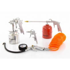 Набір пневмоінструменту, 5 предметів, швидкознімне з'єднання, фарборозпилювач з нижнім бачком, MTX