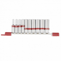 Набір подовжених торцевих головок 1/4", 6-гранні, CrV, 10 шт, 4-13 мм, MTX