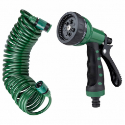 Набір поливальний: шланг спіральний 7,5м пістолет розпилювач 7-ми режимний.