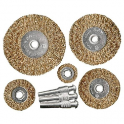 Набір щіток для дриля 5 шт: 5 плоских 25-38-50-63-75 мм, зі шпильками, металеві, MTX