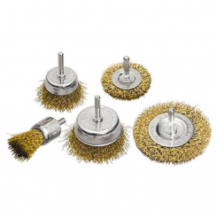 Набір щіток для свердлів, 5 шт., Плоскі 2, 50-75 мм 3 чашки 25-50-75 мм зі штифтами, латунь. дріт. MA