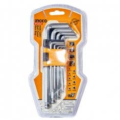 Набір шестигранних ключів із кулею 9 шт. 1,5-10 мм INGCO