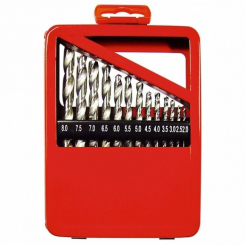 Набір свердл по металу 1-10 мм (через 0.5 мм), HSS, 19 шт, металева коробка, циліндричний хвостовик, MTX