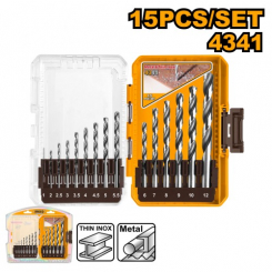 Набір свердел по металу HSS 4341 15 шт. 1-12 мм INGCO INDUSTRIAL