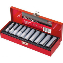 Набір торцевих головок, квадрат 1/2", головки 10 - 22 мм, подовжені, 10 предм.// MTX MASTER"