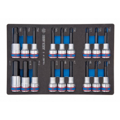 Набір торцевих головок 1/2", TORX, HEX, L = 80 мм, ложемент, 18 предметів