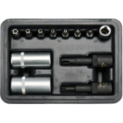 Комплект торцевих форсунок, що нагвинчуються, для обслуговування кондиціонерів ЯТО: 1/4", Cr-V, 12 шт. Футляр