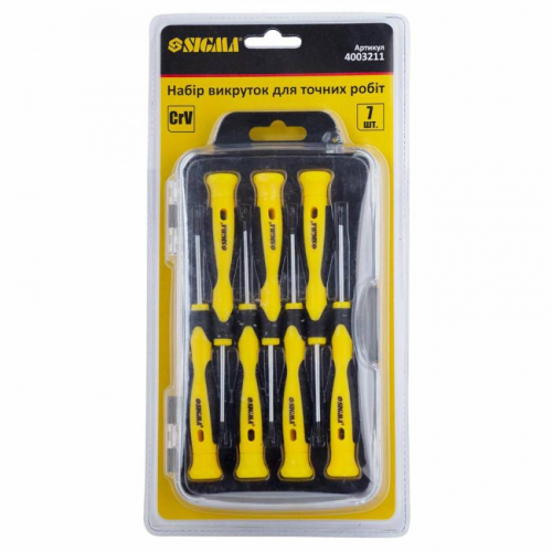 Набір викруток для точних робіт 7шт CrV (шар кейс) Sigma (4003211)